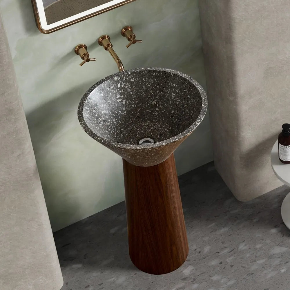 ONDA BOIS - Vasque totem sur pied sculptural