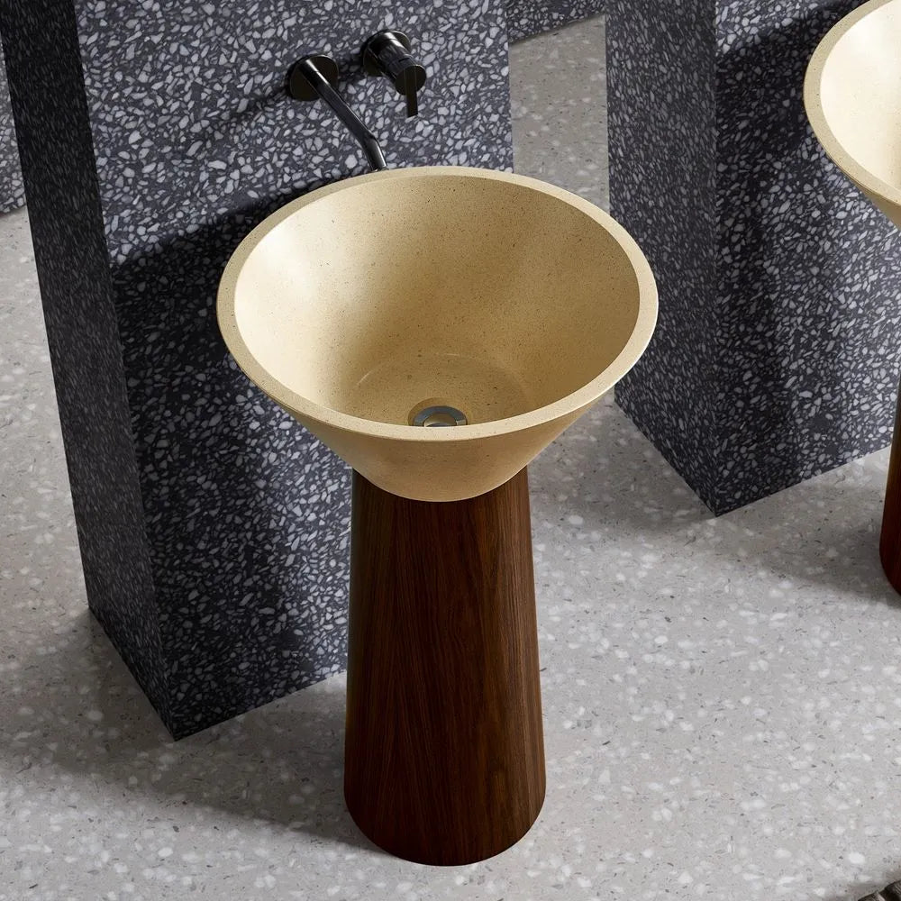 ONDA BOIS - Vasque totem sur pied sculptural