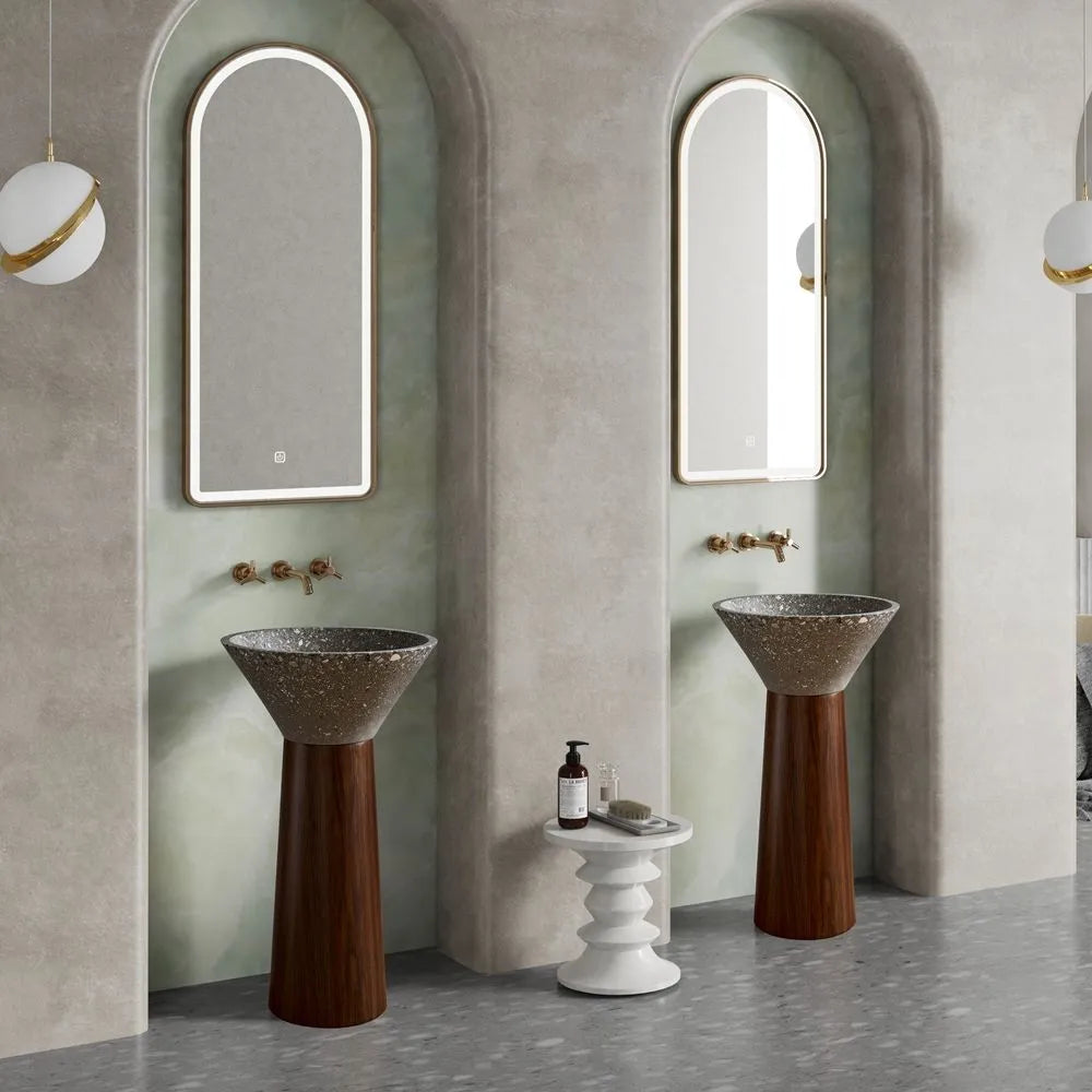 ONDA BOIS - Vasque totem sur pied sculptural