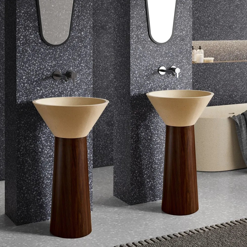 ONDA BOIS - Vasque totem sur pied sculptural
