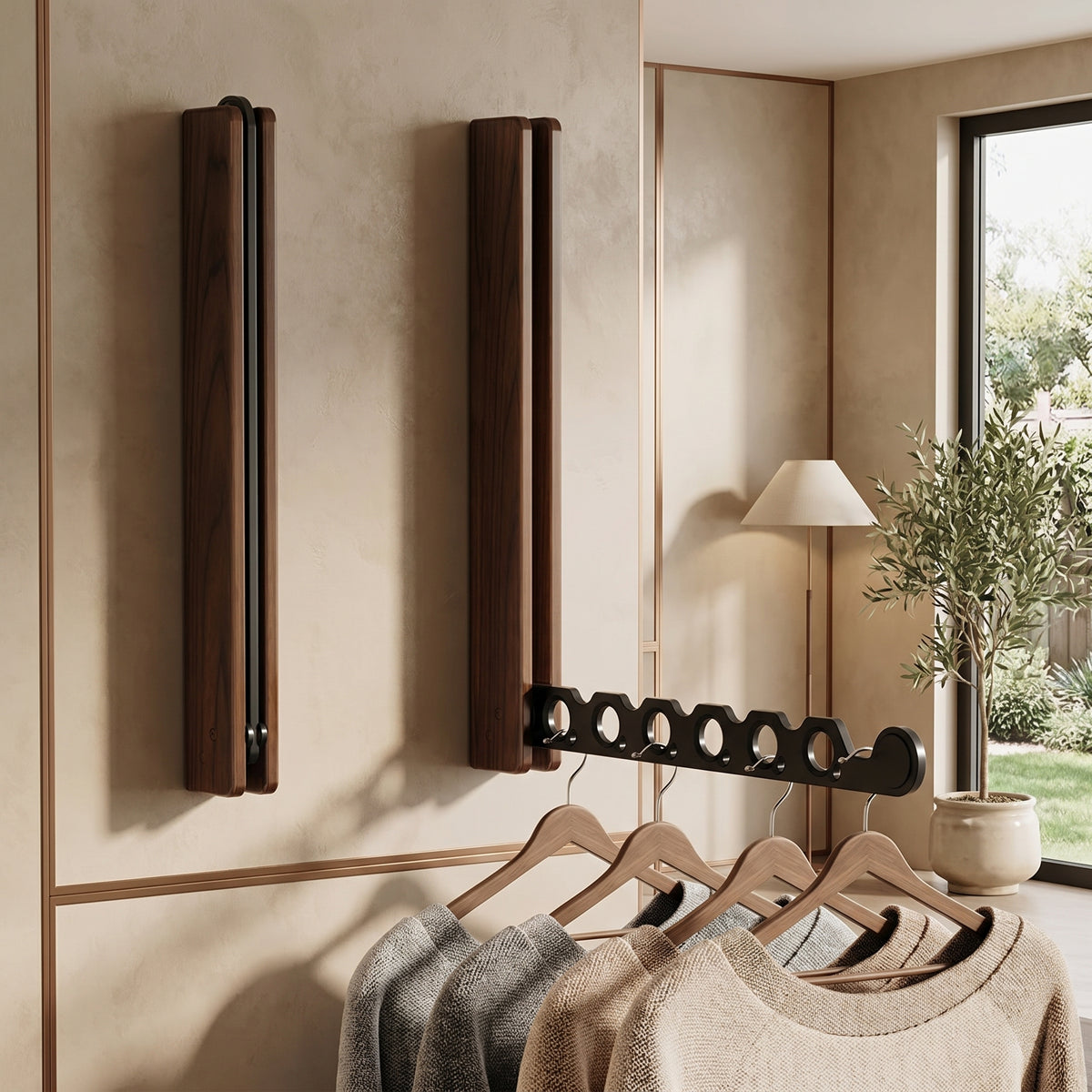 Wandgarderobe aus Holz, klappbar – stilvolle Kleideraufbewahrung
