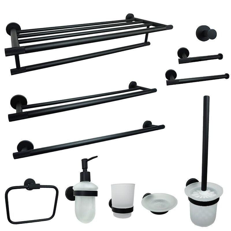 Accessoires de salle de bain noir mat