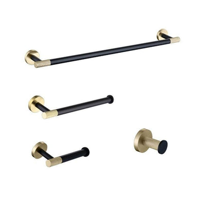 Accessoires de salle de bain or poli et noir mat
