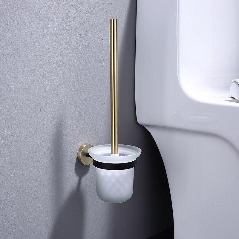 Accessoires de salle de bain or poli et noir mat