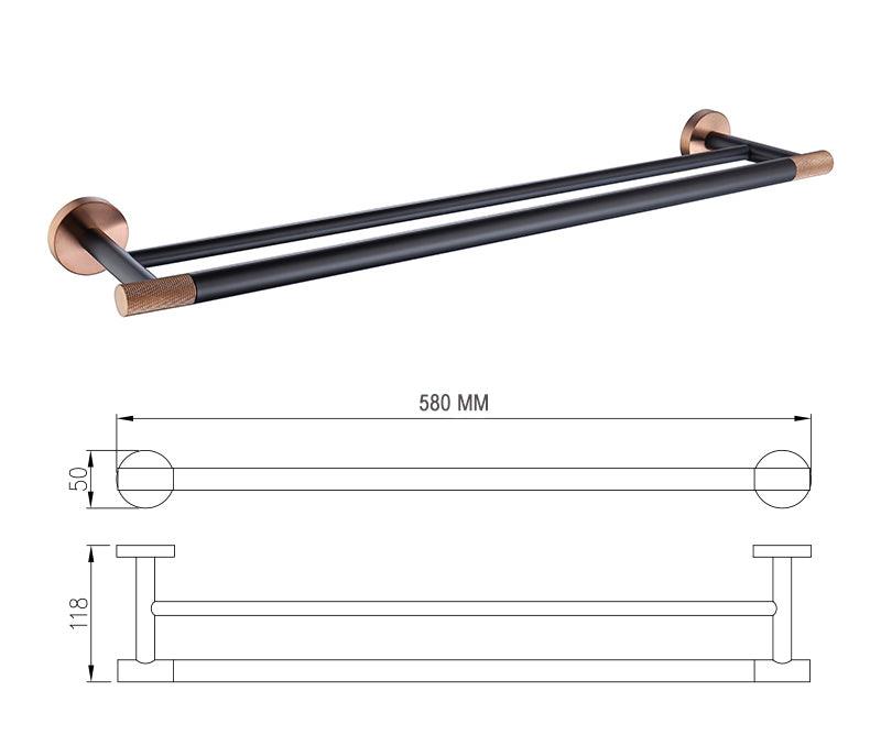 Accessoires de salle de bain or rose et noir mat