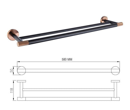 Accessoires de salle de bain or rose et noir mat