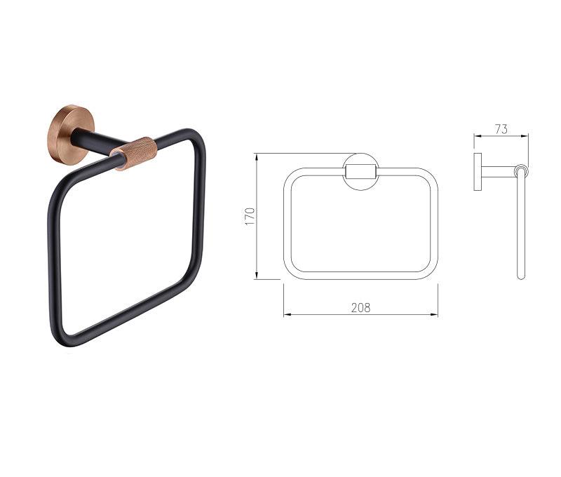 Accessoires de salle de bain or rose et noir mat