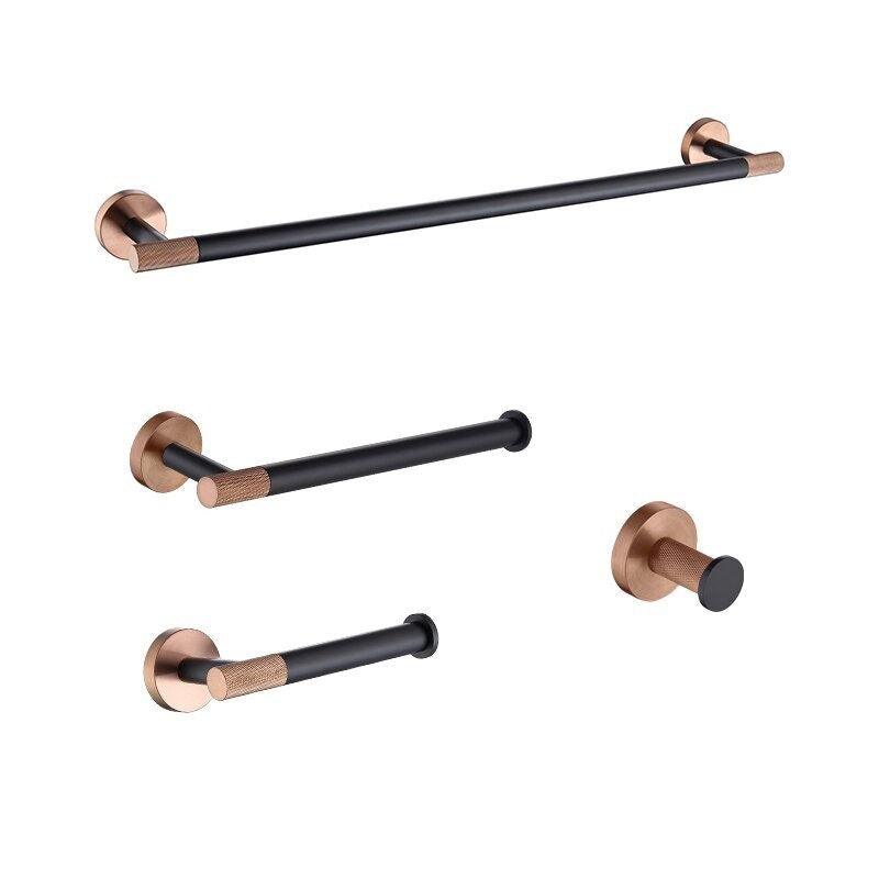 Accessoires de salle de bain or rose et noir mat