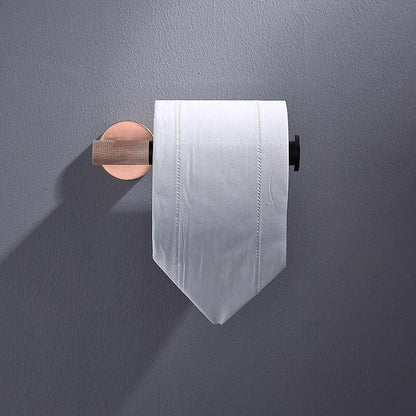 Accessoires de salle de bain or rose et noir mat
