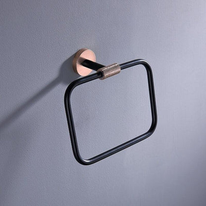 Accessoires de salle de bain or rose et noir mat