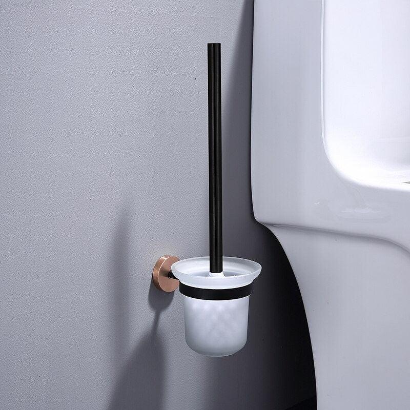 Accessoires de salle de bain or rose et noir mat
