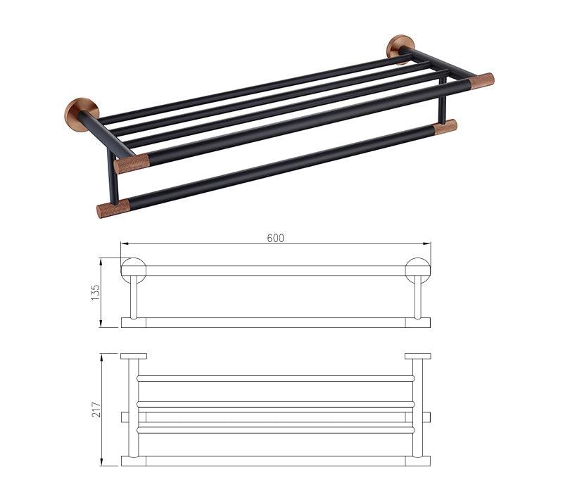 Accessoires de salle de bain or rose et noir mat