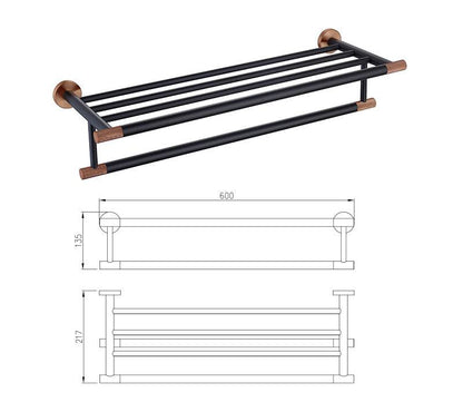Accessoires de salle de bain or rose et noir mat