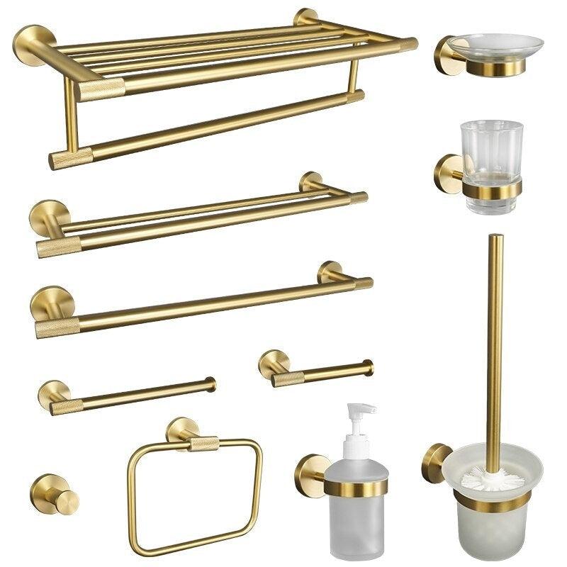 Accessoires de salle de bain or satiné