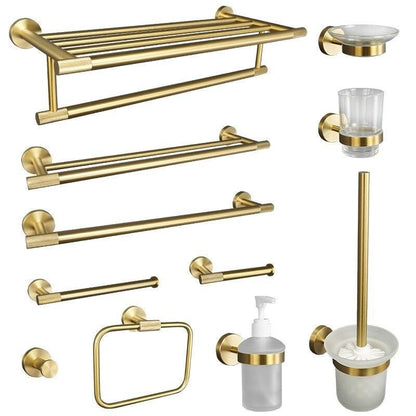 Accessoires de salle de bain or satiné