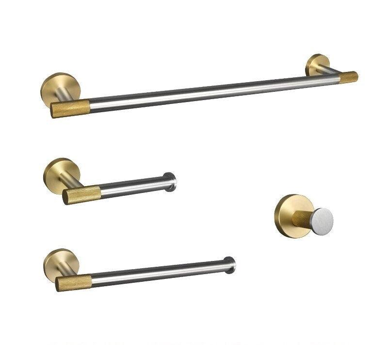 Accessoires de salle de bain nickel brossé et or satiné