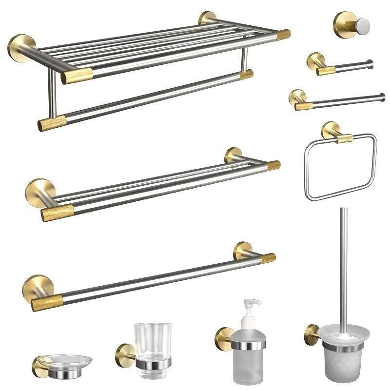 Accessoires de salle de bain nickel brossé et or satiné