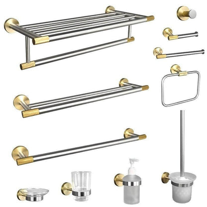 Accessoires de salle de bain nickel brossé et or satiné