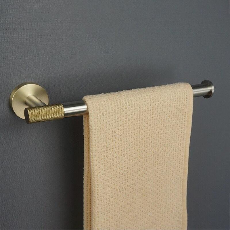 Accessoires de salle de bain nickel brossé et or satiné