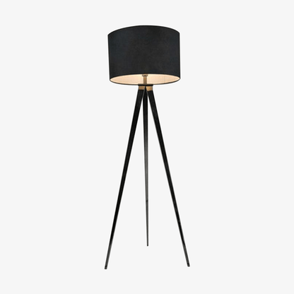 Lampadaire design triple pieds abat-jour tissu noir TRIADE