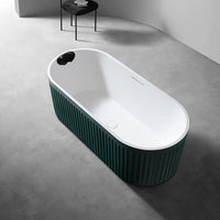 LIORA - Baignoire îlot cannelée en pierre artificielle