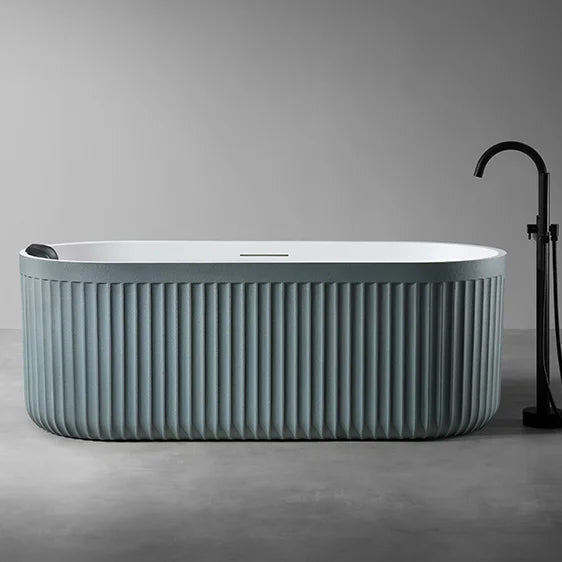 LIORA - Baignoire îlot cannelée en pierre artificielle