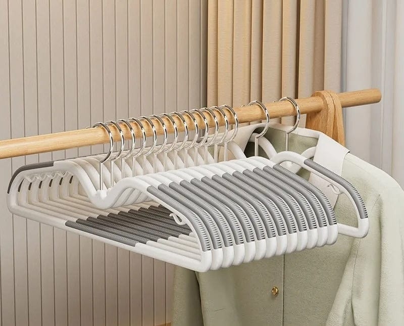 Lot de cintres plastiques antidérapants pivotants – 10 pièces Gris