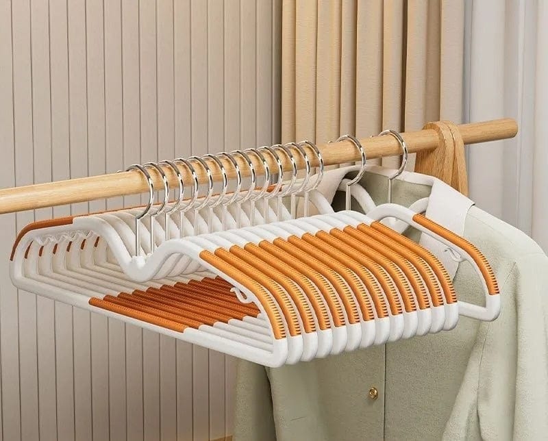 Lot de cintres plastiques antidérapants pivotants – 10 pièces Orange