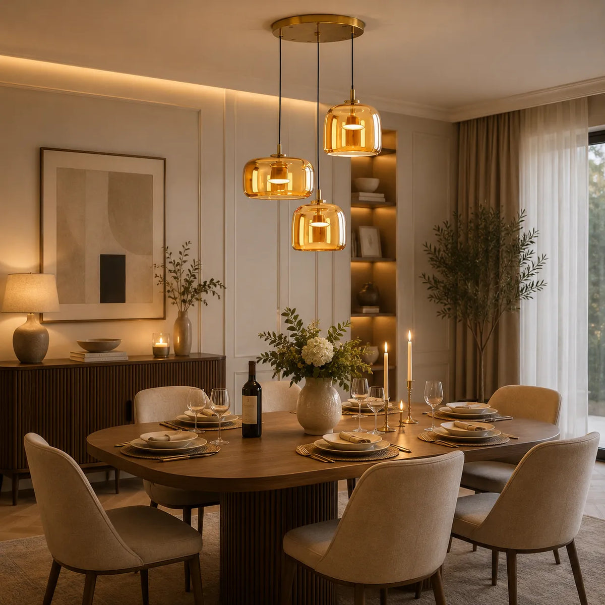 BRUTA - Suspension en Verre Fumé ou Ambré, Salon et Chambre