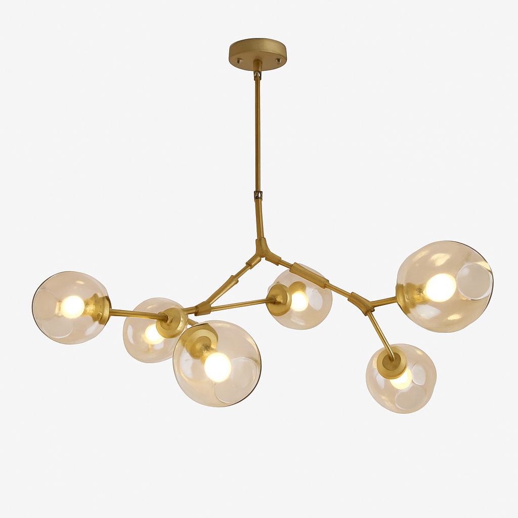 Lustre design doré boules de verre AMBRA