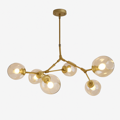 Lustre design doré boules de verre AMBRA