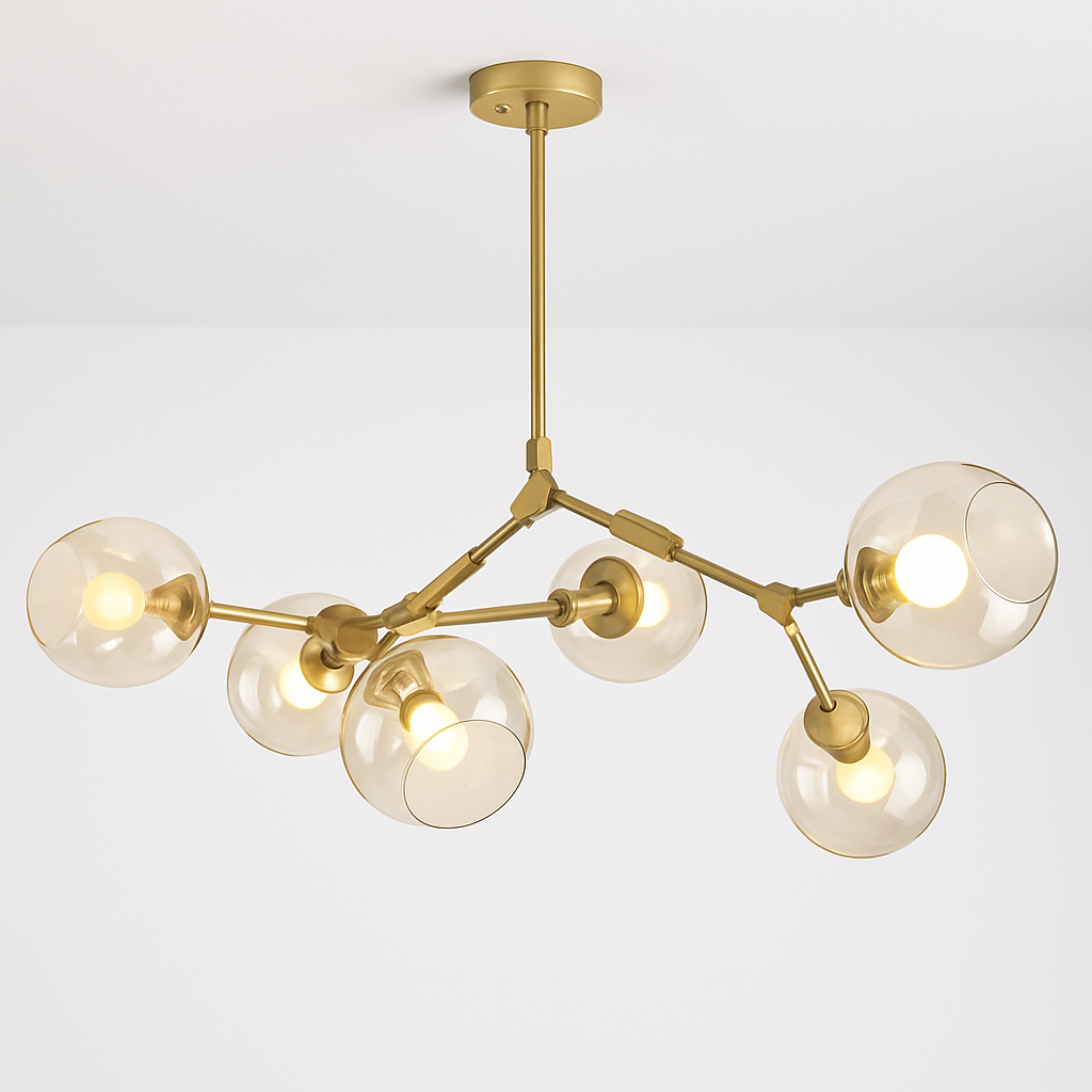 Lustre design doré boules de verre AMBRA