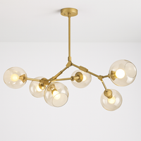 Lustre design doré boules de verre AMBRA