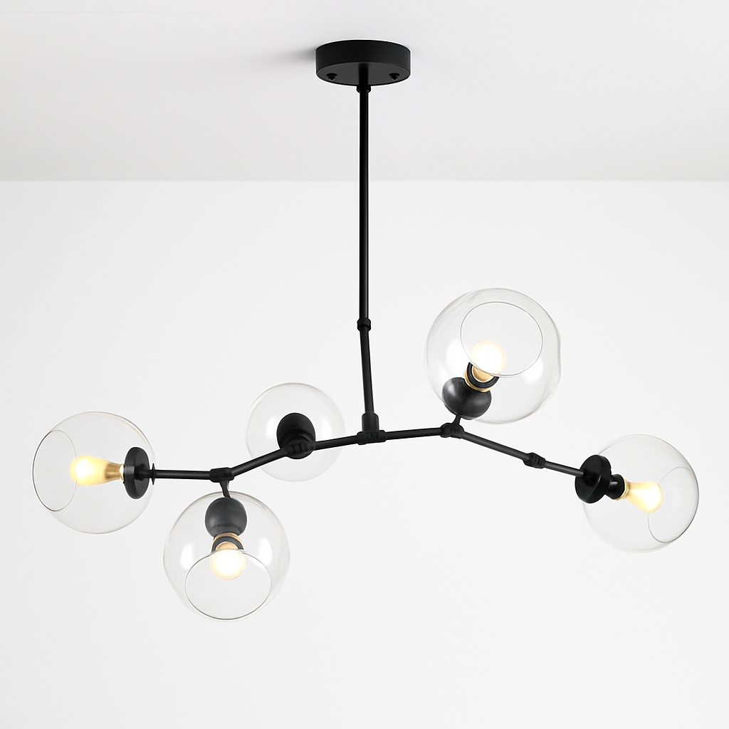 Lustre design doré boules de verre AMBRA