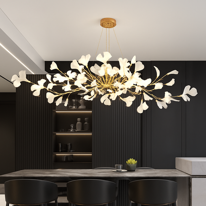 Lustre feuilles de céramique branches dorées AUREA