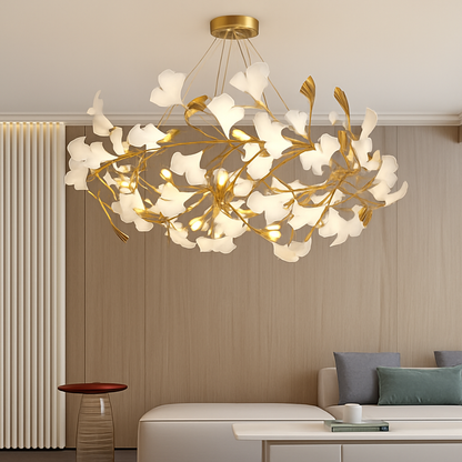 Lustre feuilles de céramique branches dorées AUREA
