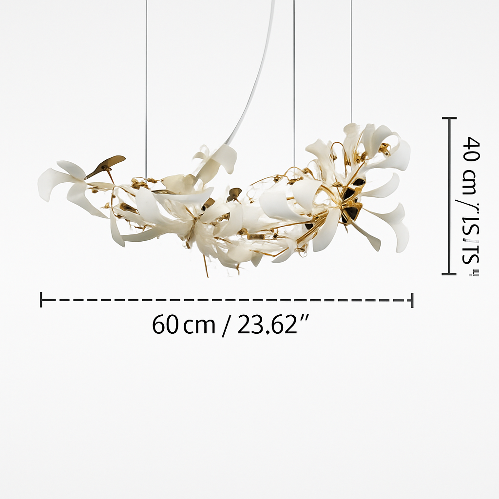 Lustre feuilles de céramique branches dorées AUREA
