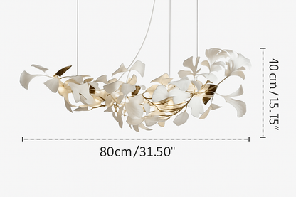 Lustre feuilles de céramique branches dorées AUREA