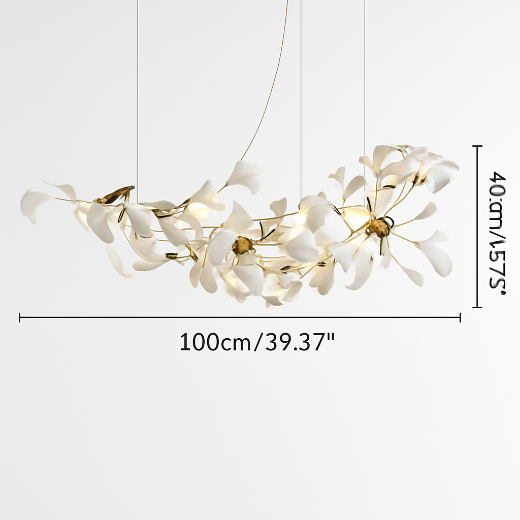Lustre feuilles de céramique branches dorées AUREA