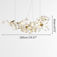 Lustre feuilles de céramique branches dorées AUREA