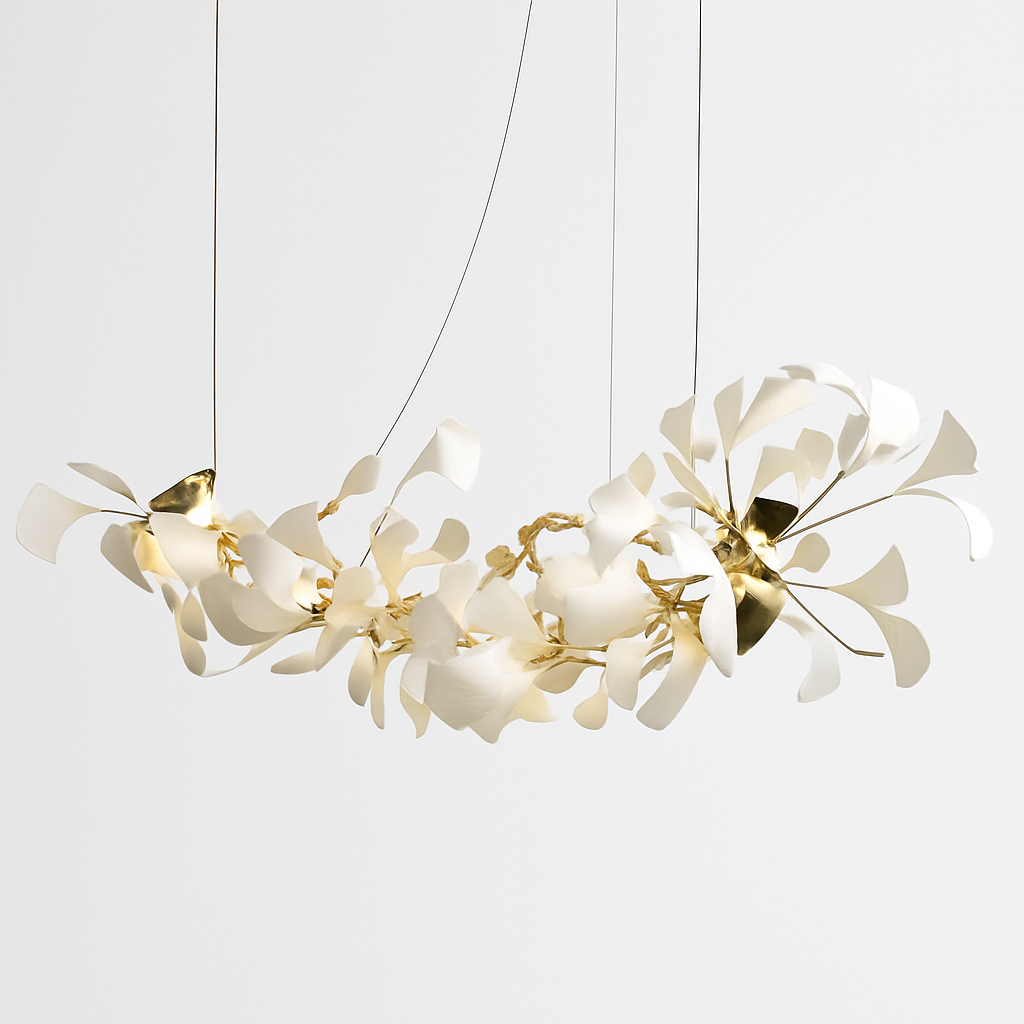 Lustre feuilles de céramique branches dorées AUREA