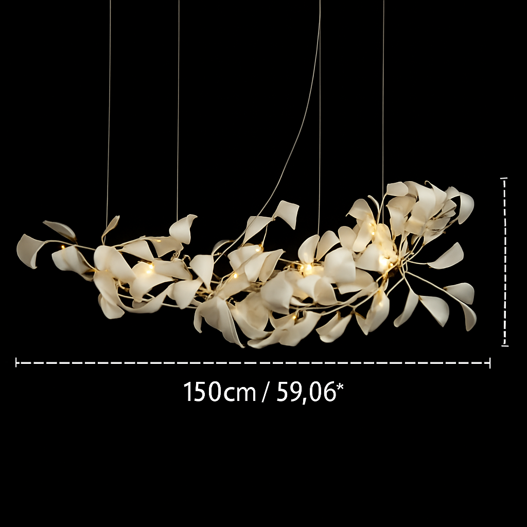 Lustre feuilles de céramique branches dorées AUREA