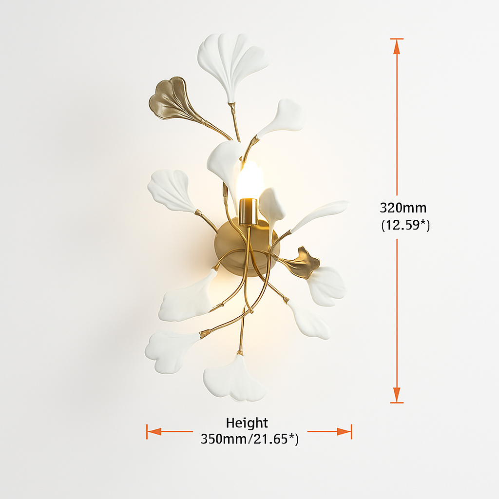 Lustre feuilles de céramique branches dorées AUREA