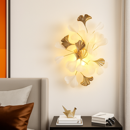 Lustre feuilles de céramique branches dorées AUREA