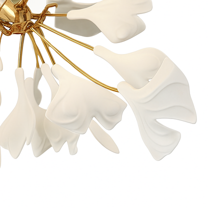 Lustre feuilles de céramique branches dorées AUREA