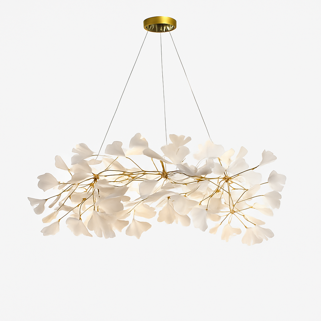 Lustre feuilles de céramique branches dorées AUREA