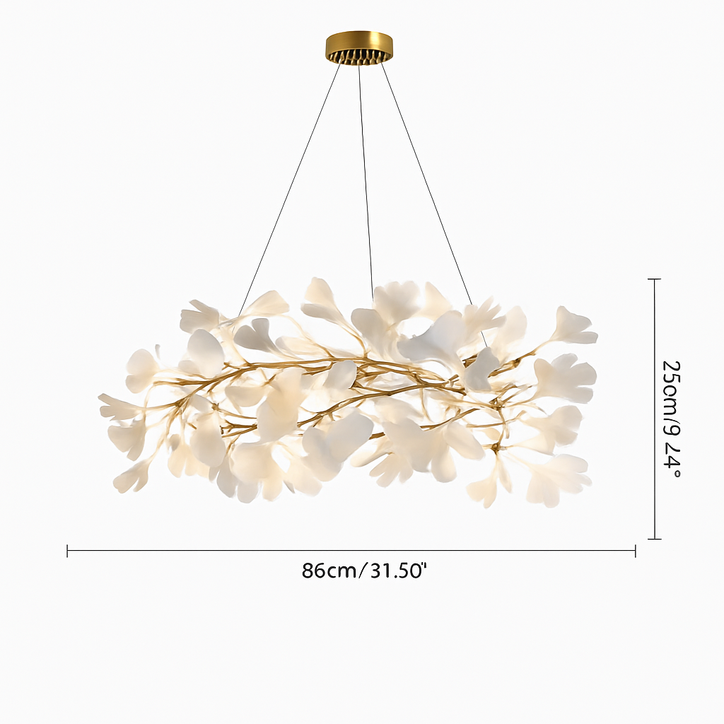 Lustre feuilles de céramique branches dorées AUREA