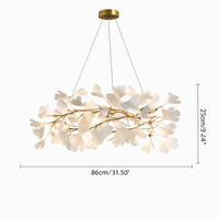 Lustre feuilles de céramique branches dorées AUREA