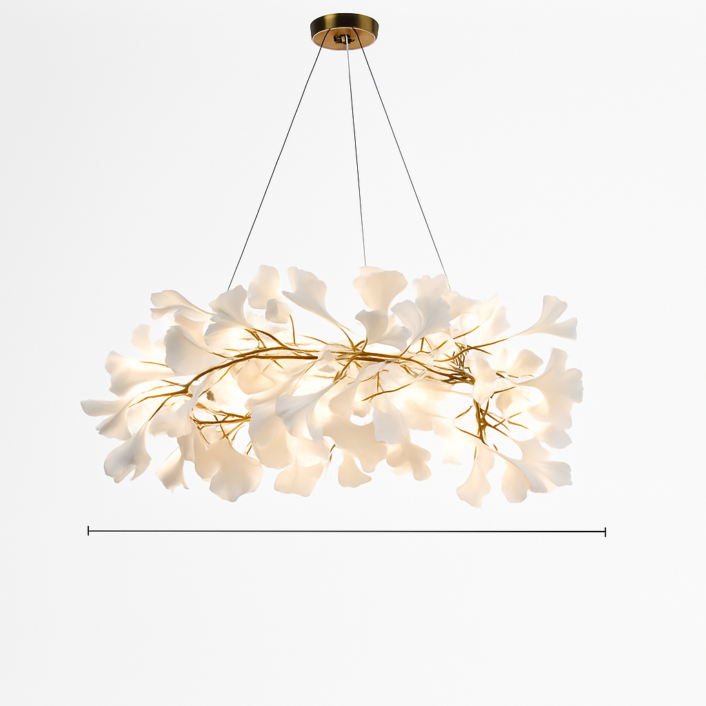 Lustre feuilles de céramique branches dorées AUREA