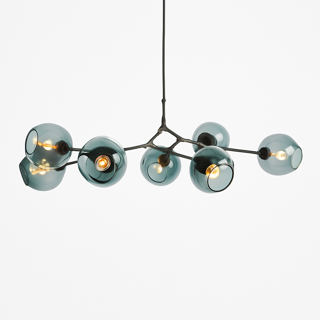Lustre design LED branches métal bulles verre GEMMA